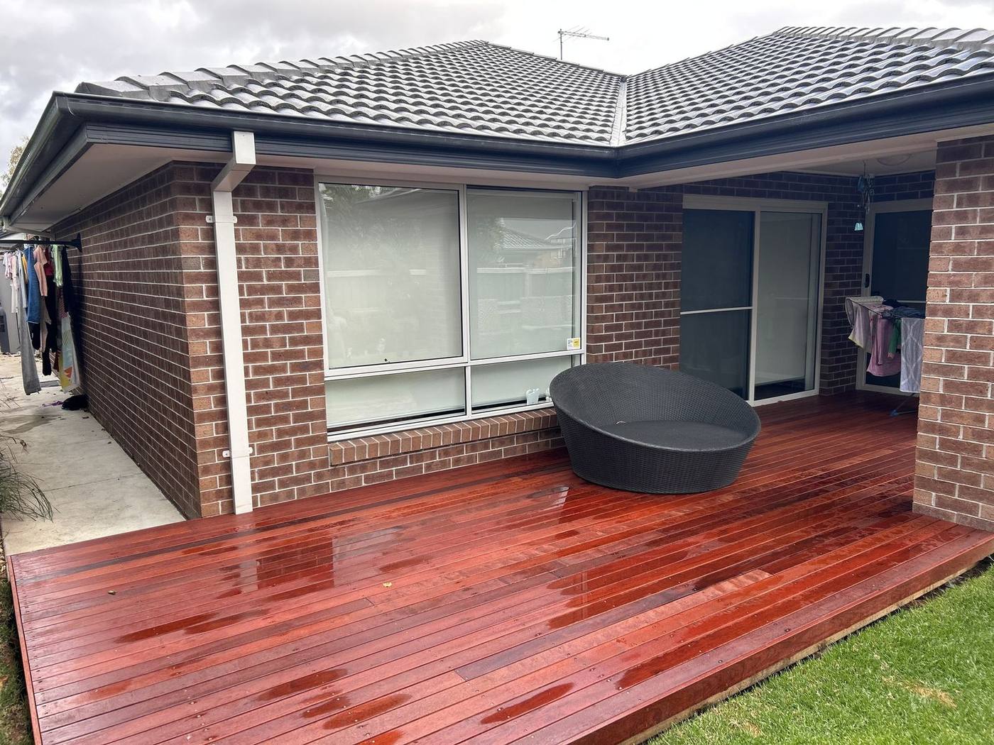 Finished timber deck
